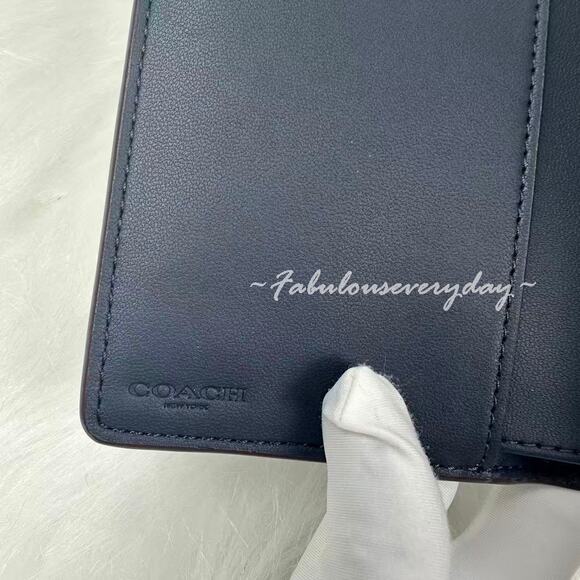 Coach Medium Corner Zip Wallet In Signature Canvas/Denim/Bold Gold CW786 NWT - Picture 6 of 7